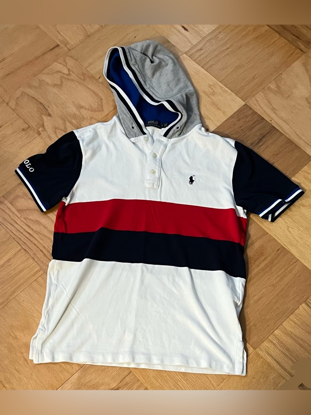 Polo Ralph Lauren Red White and Blue Hooded Polo Shirt